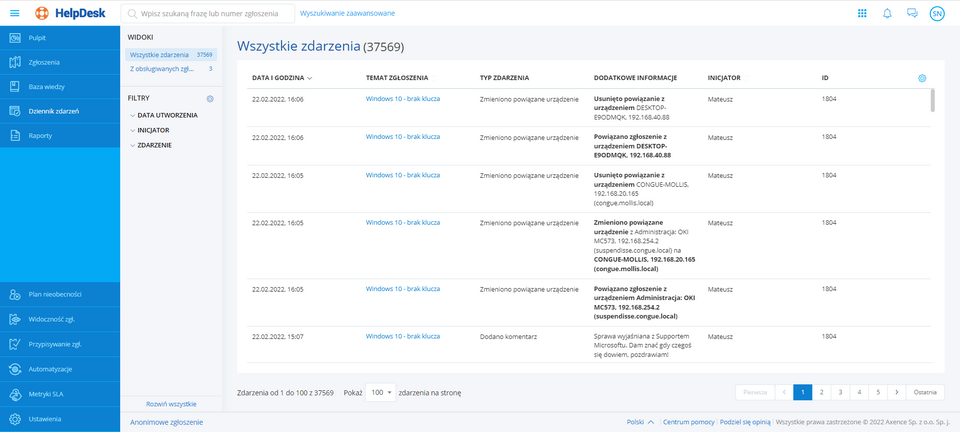 Lista aktywności Lista aktywności